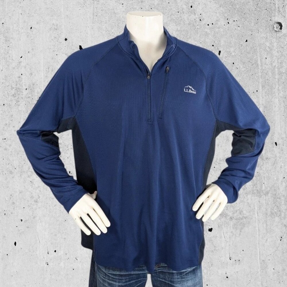LL Bean Size XXL Slightly Fitted 1/4 Zip Blue Sweatshirt